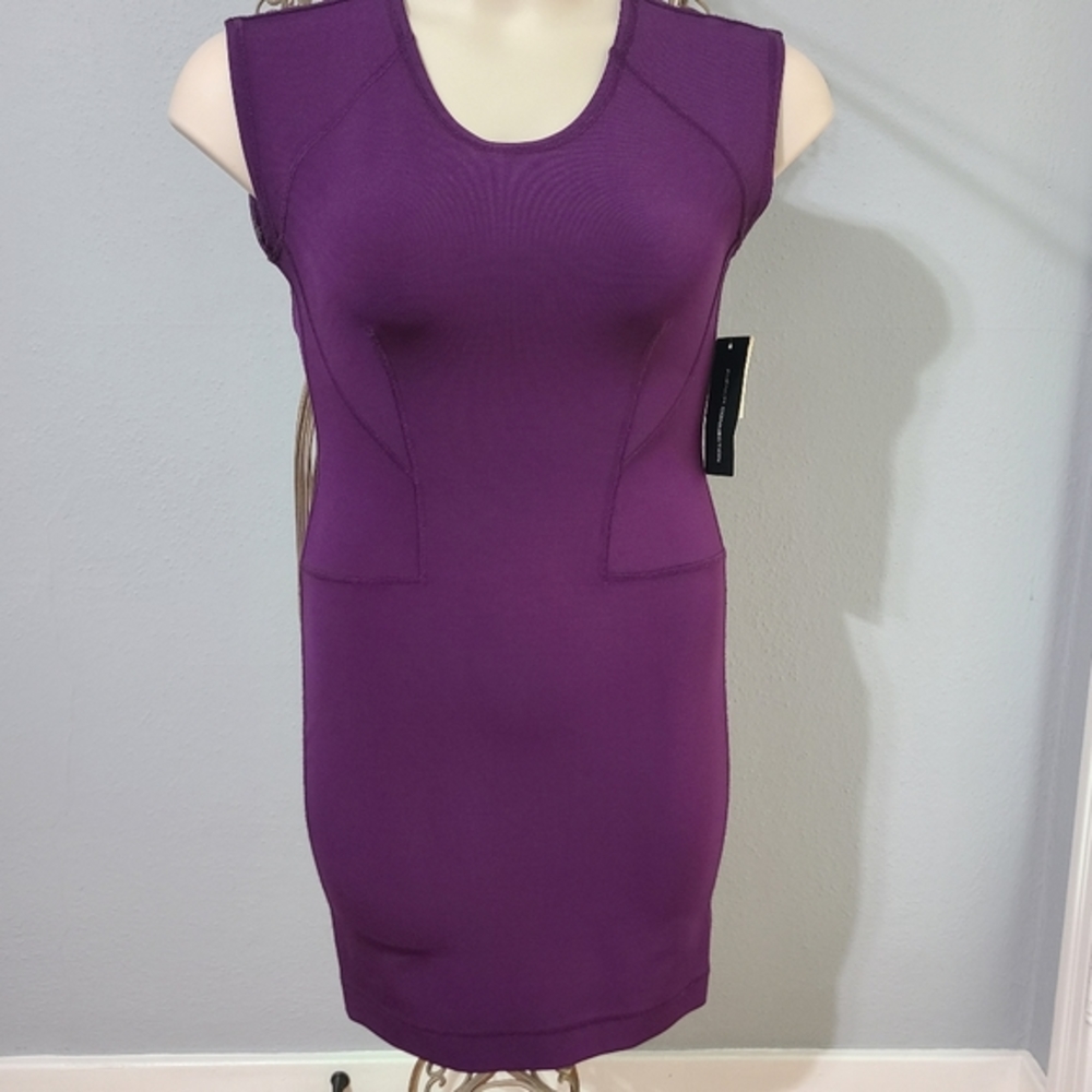 NWT French Connection Purple Contrast Zipper Bodycon Dress Size 10